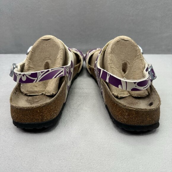 Birkenstock Birki's Womens Size 8 Sandals Purple Floral Birko-Flor Triple Buckle - Picture 4 of 10